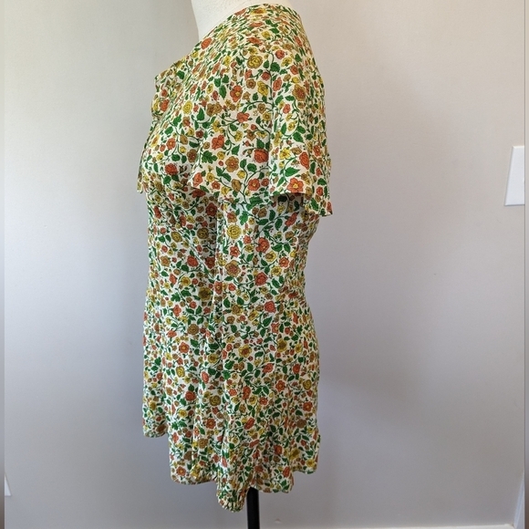 Vintage 70s Prairie Handmade Floral Flutter Sleeve Top Ditsy - Picture 4 of 15
